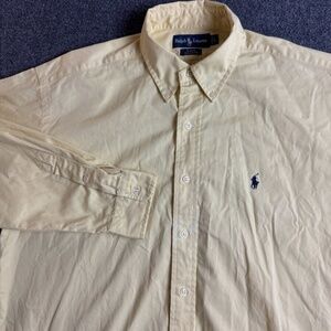 Polo Ralph Lauren Men's Long Sleeve Shirt Blake 100% Cotton Size L Light Yellow